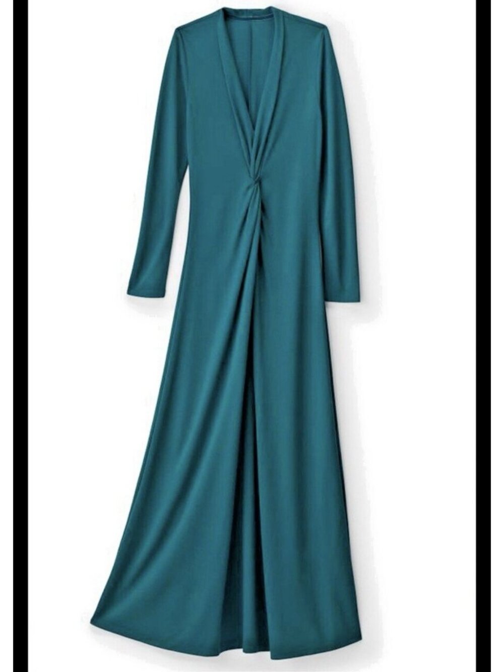 Soft Surroundings Lagia Maxi Dress XL Teal Twist Front Long Sleeve NWT $120